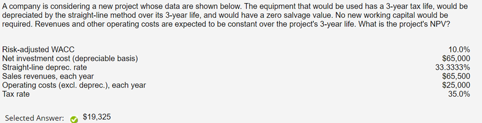 A company is considering a new project whose data