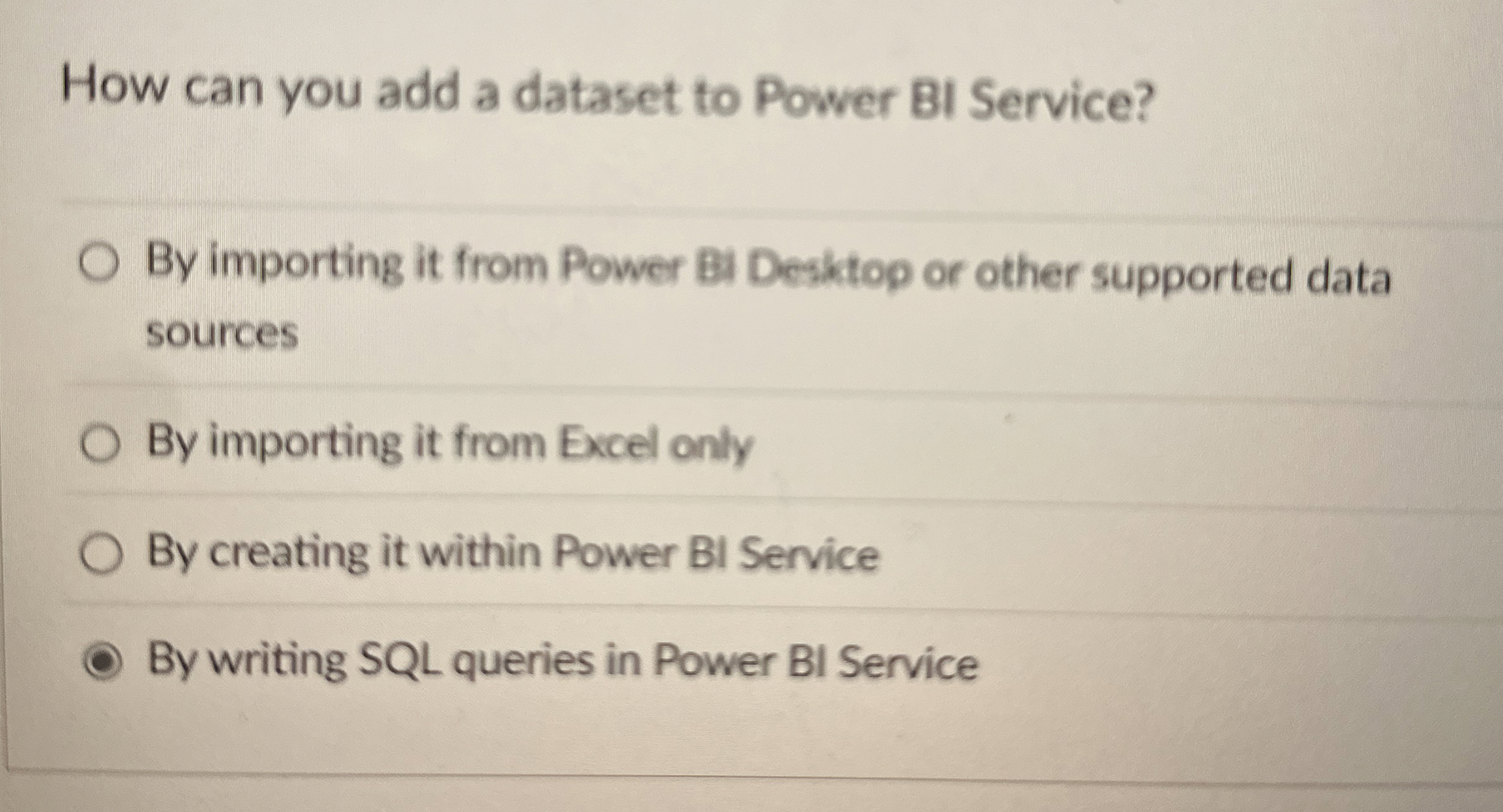 How can you add a dataset to Power BI Service? By