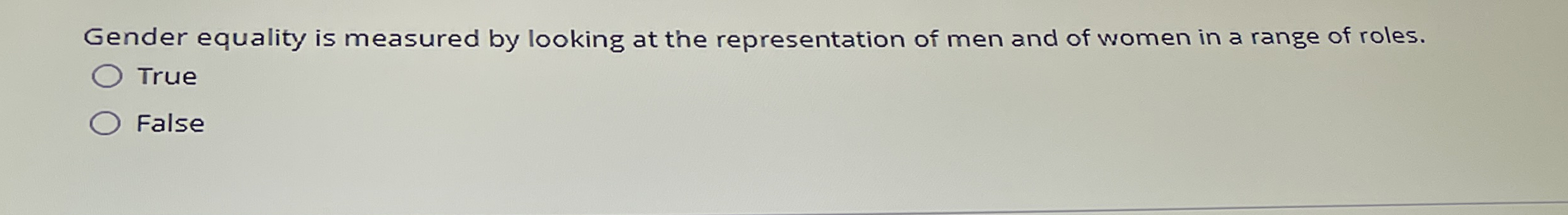 Gender equality is measured by looking at the