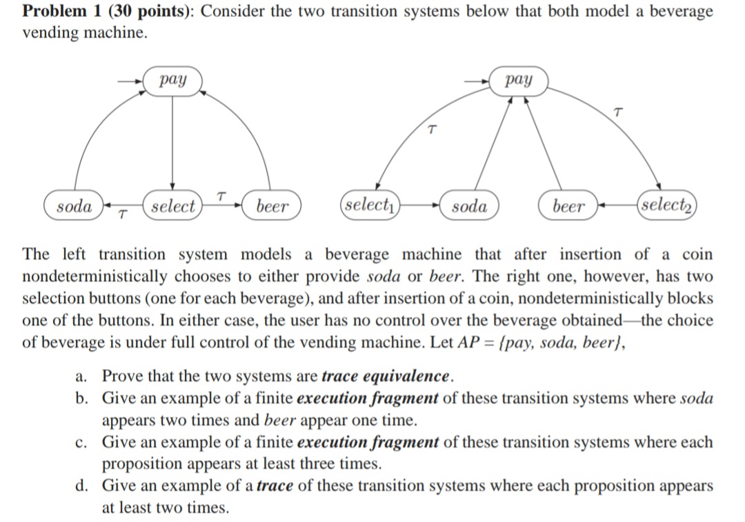 Consider the two transition systems below that