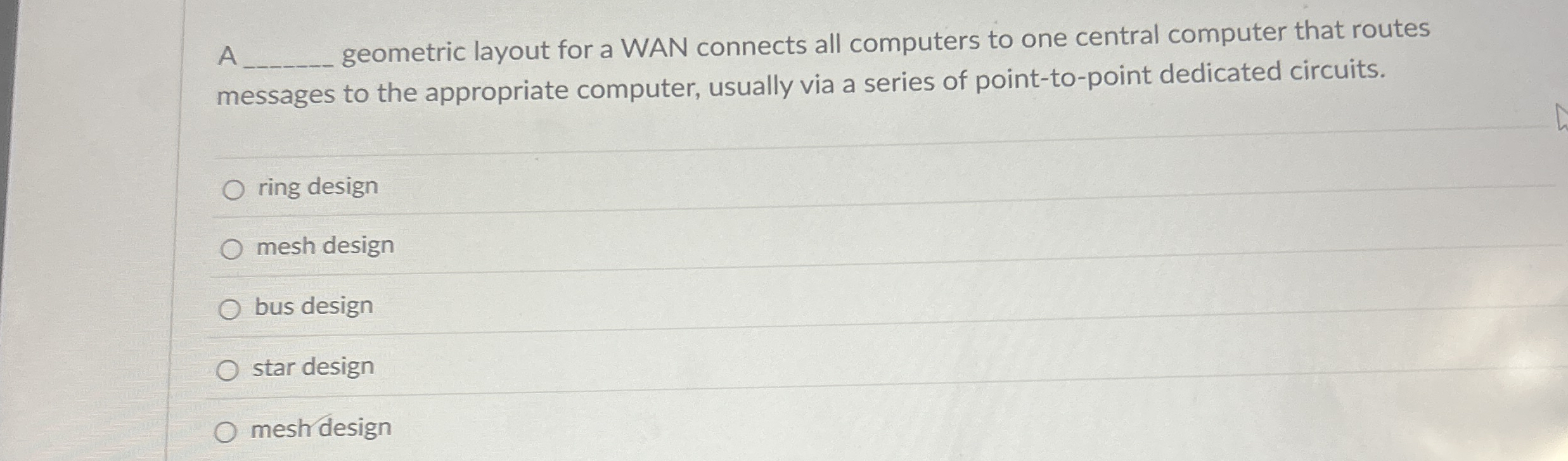 A geometric layout for a WAN connects all