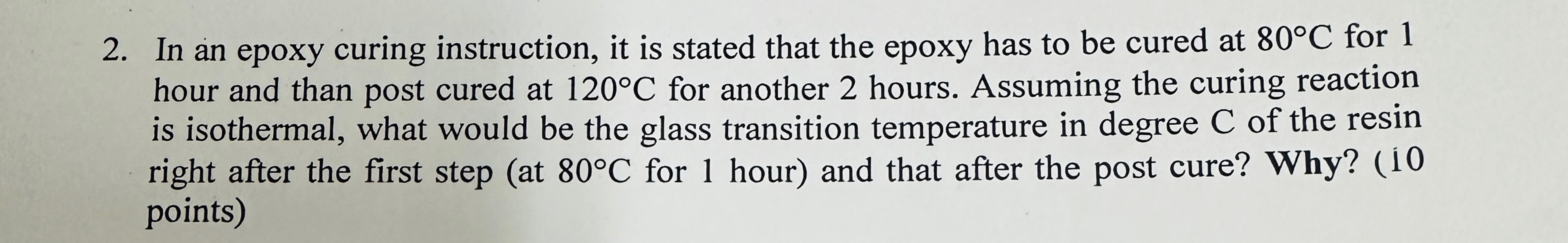 In an epoxy curing instruction, it is stated that