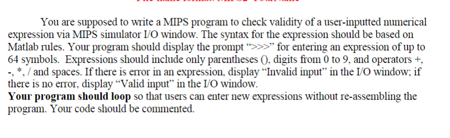 You are supposed to write a MIPS program to check