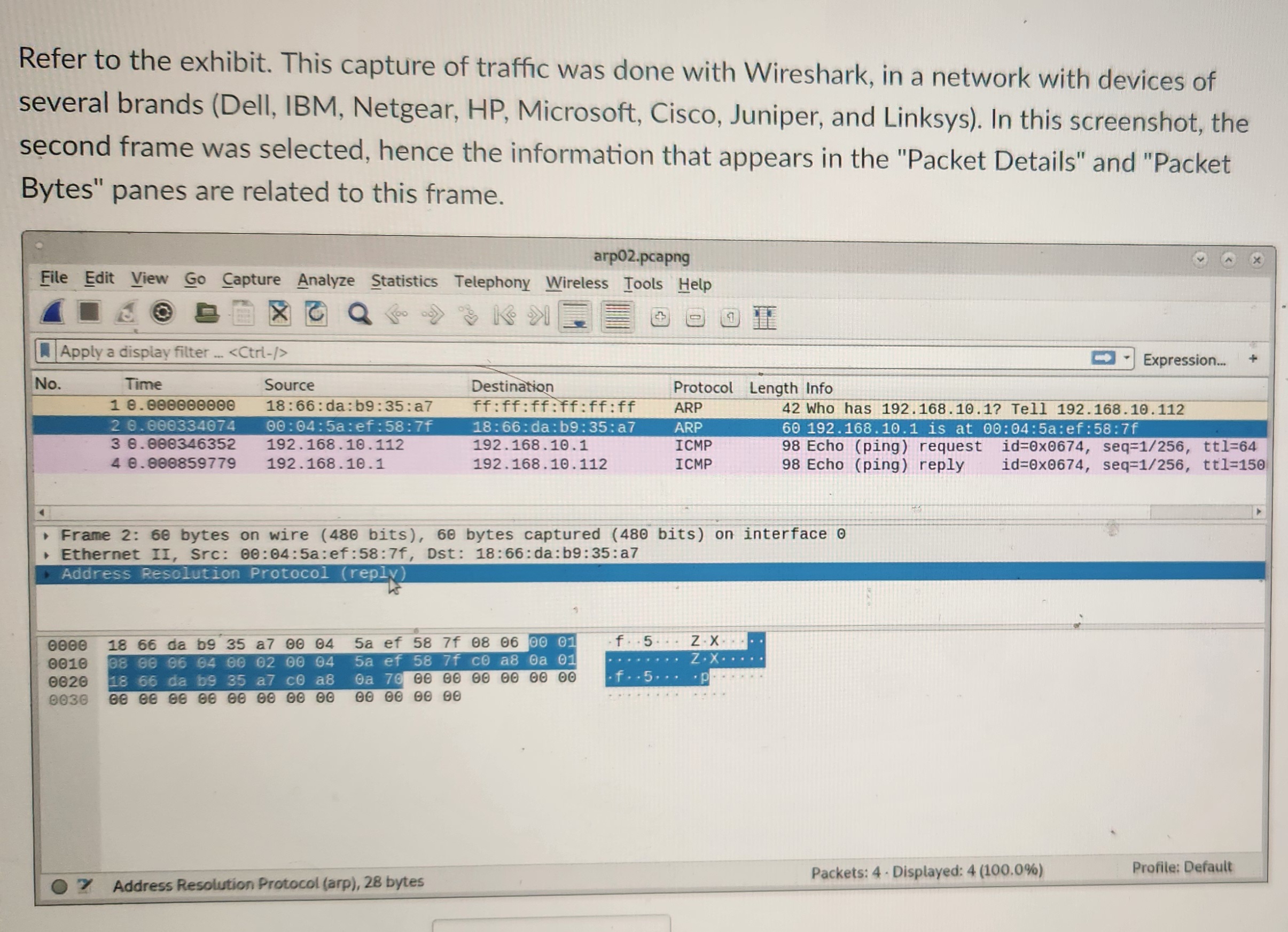 Refer to the exhibit. This capture of traffic was