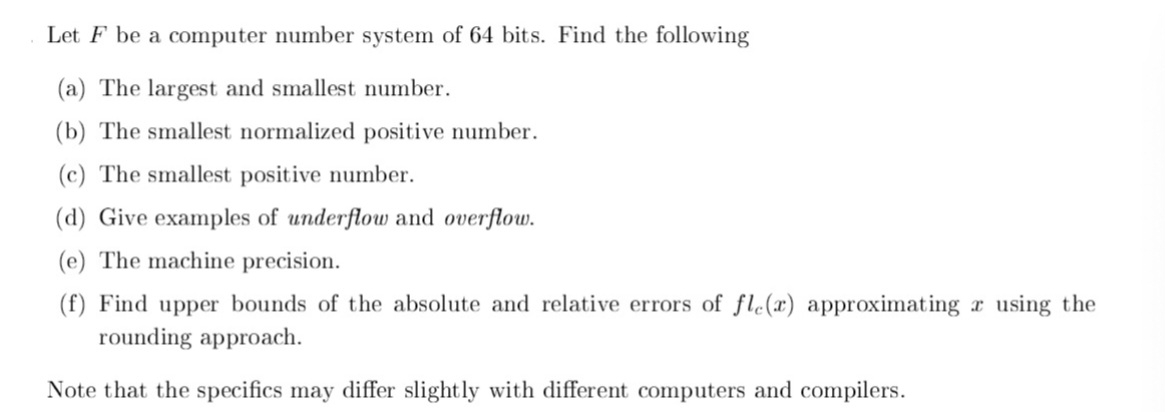 Steps for Let F be a computer number system of 6