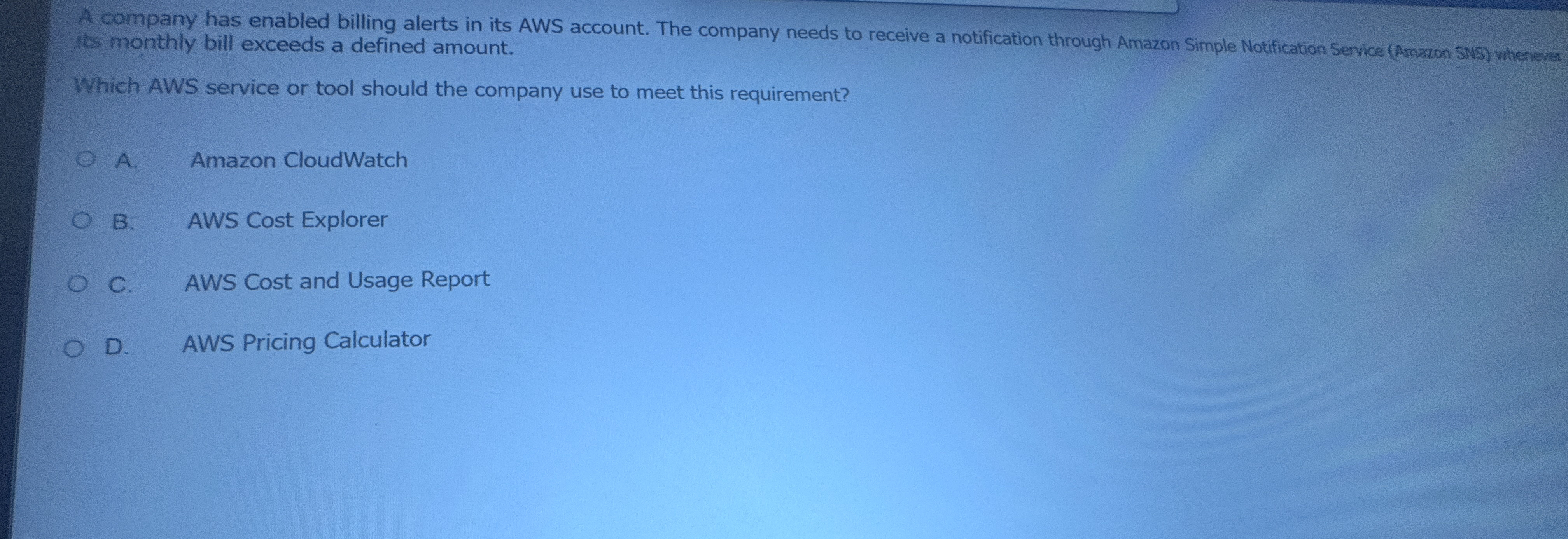 A company has enabled billing alerts in its AWS