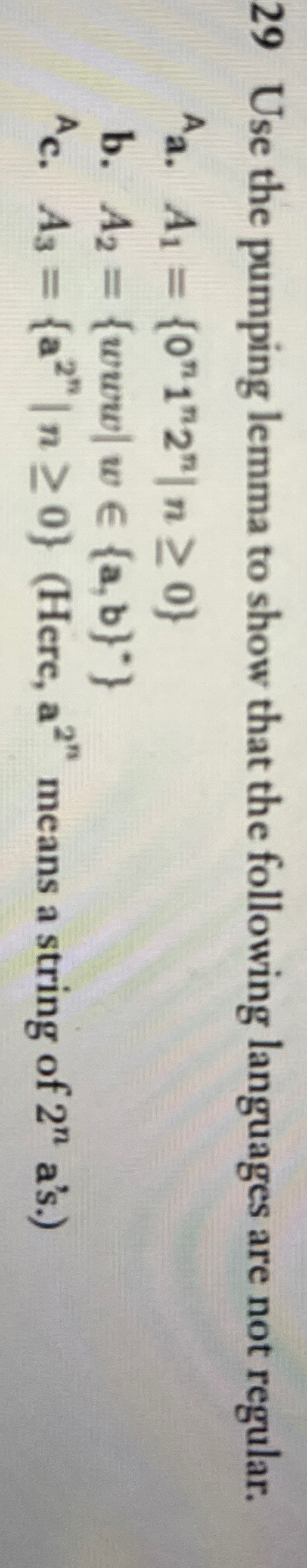 2 9 Use the pumping lemma to show that the
