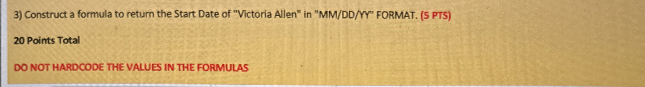 Construct a formula to return the Start Date of