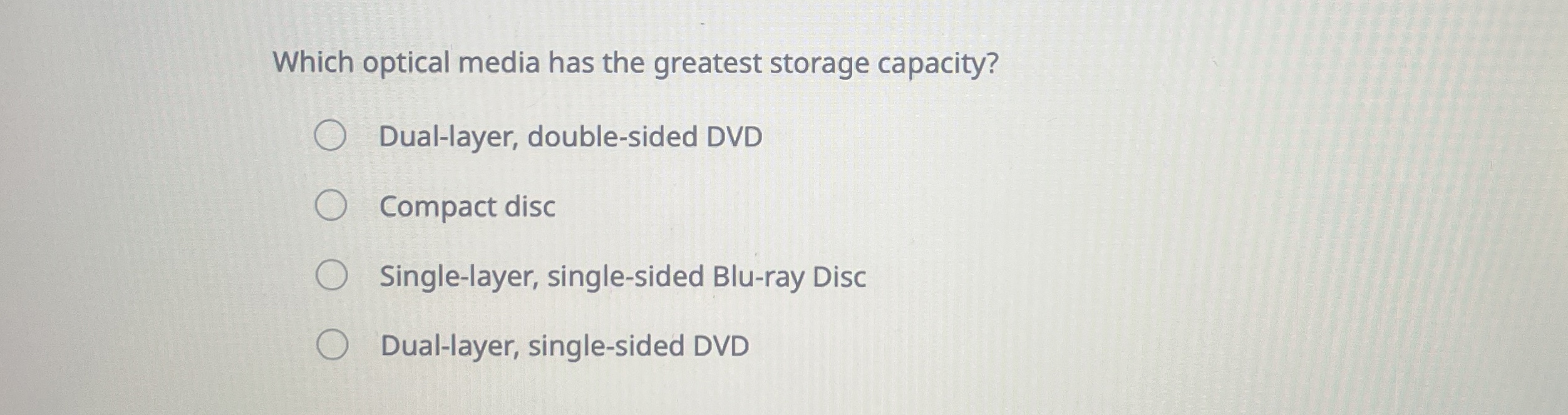 Which optical media has the greatest storage