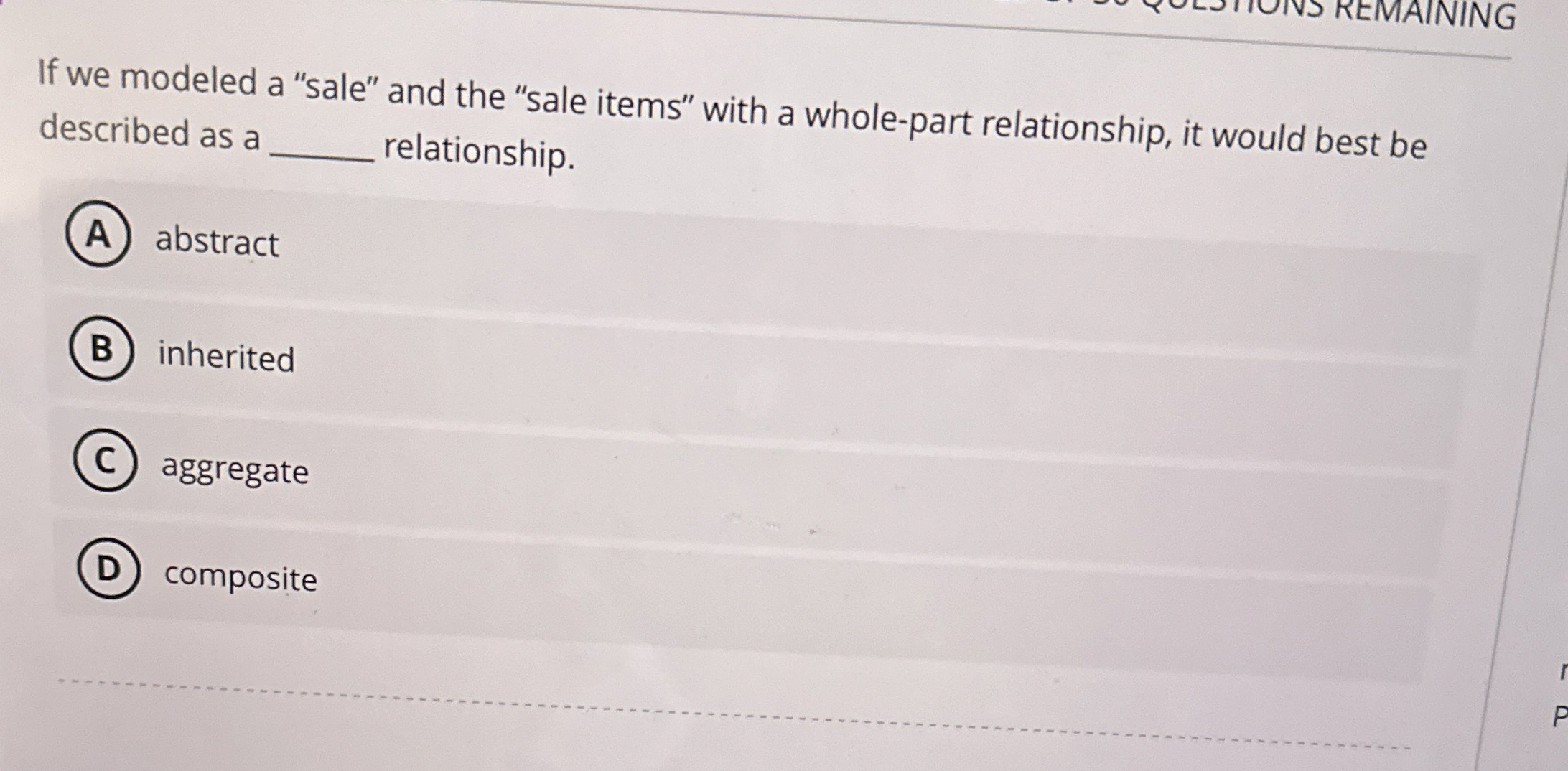 If we modeled a "sale" and the "sale items" with