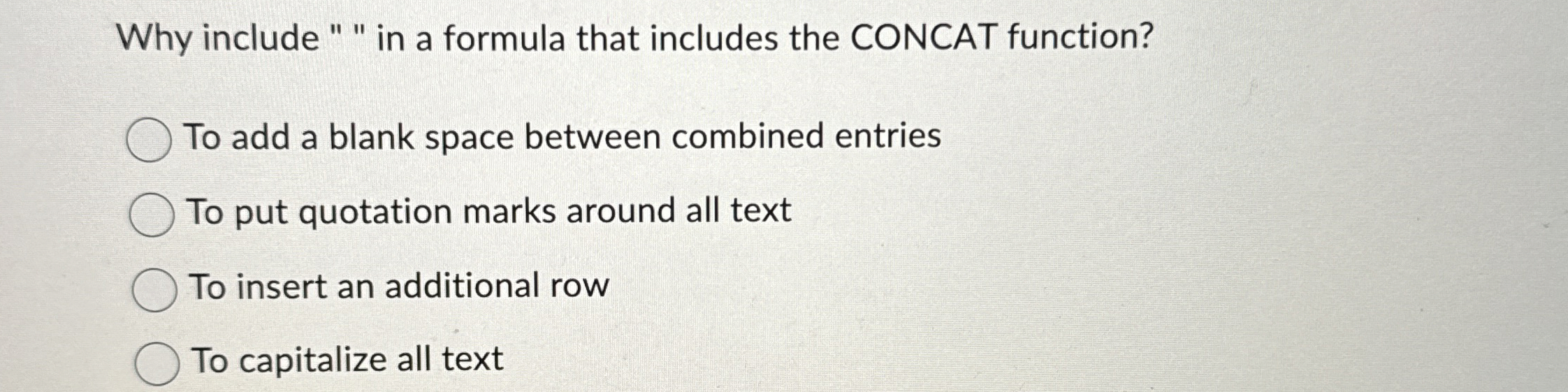 Why include " " in a formula that includes the