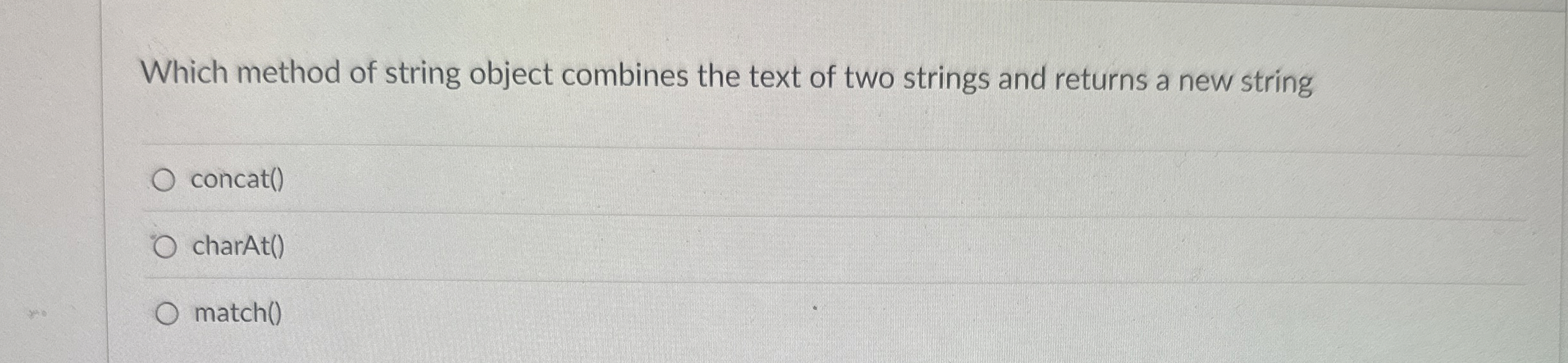 Which method of string object combines the text