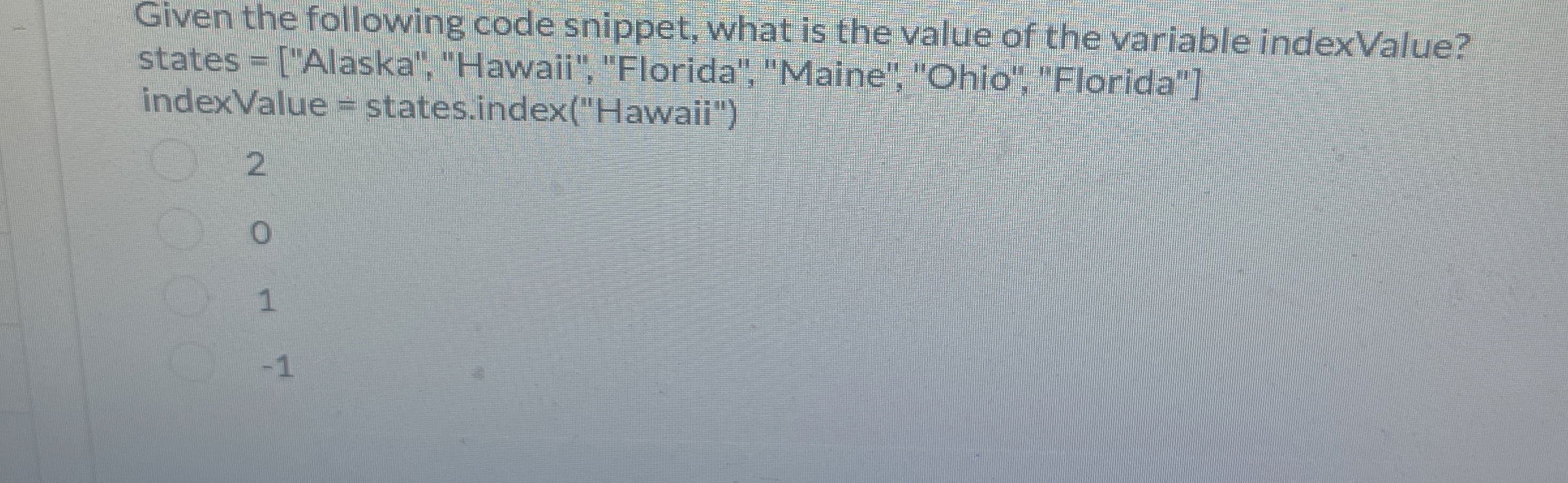 Given the following code snippet, what is the