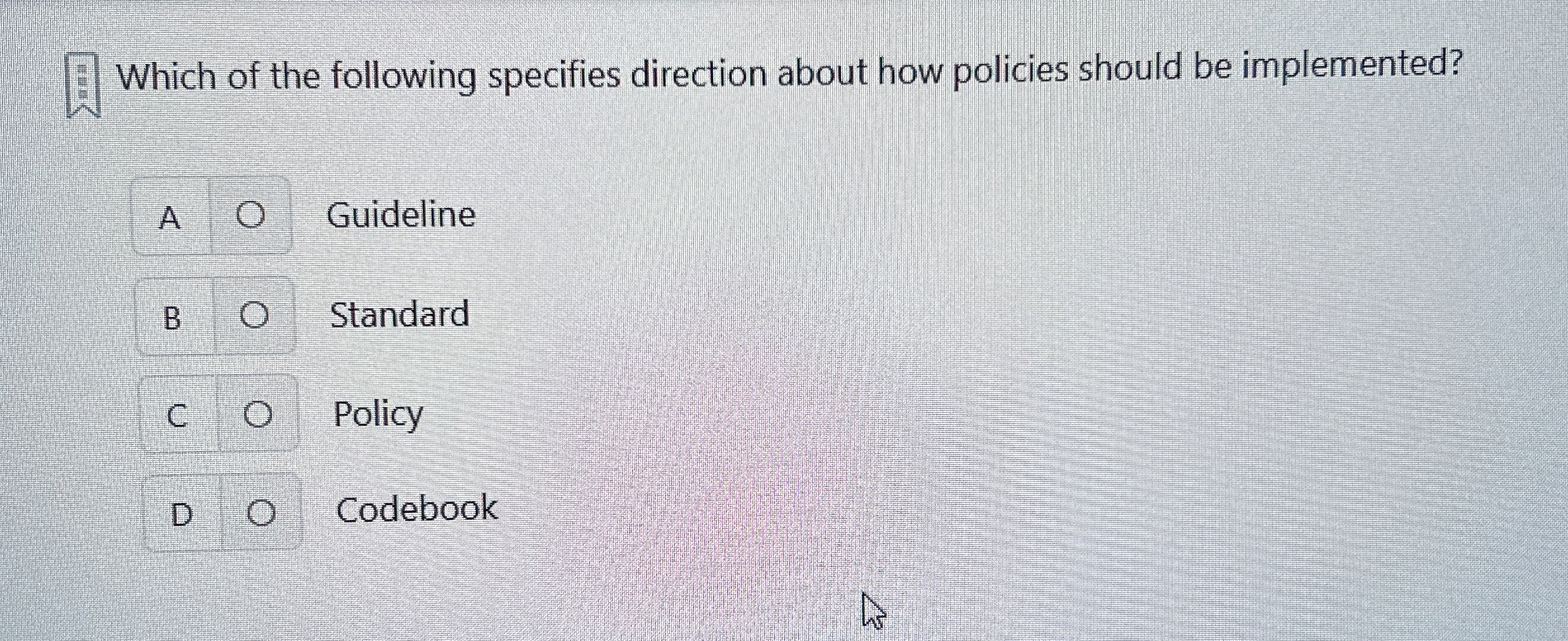 Which of the following specifies direction about