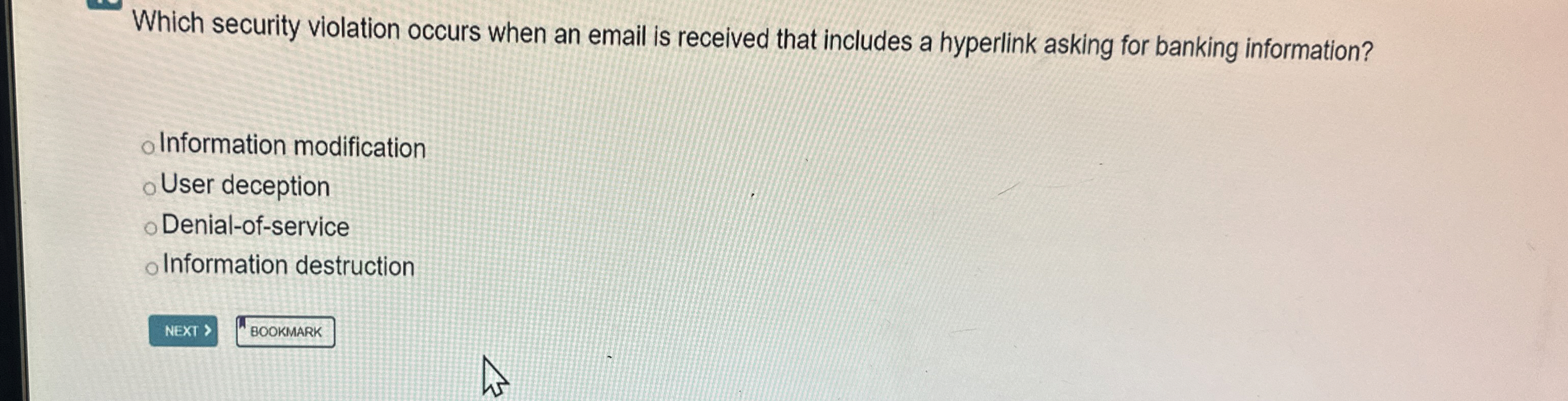 Which security violation occurs when an email is