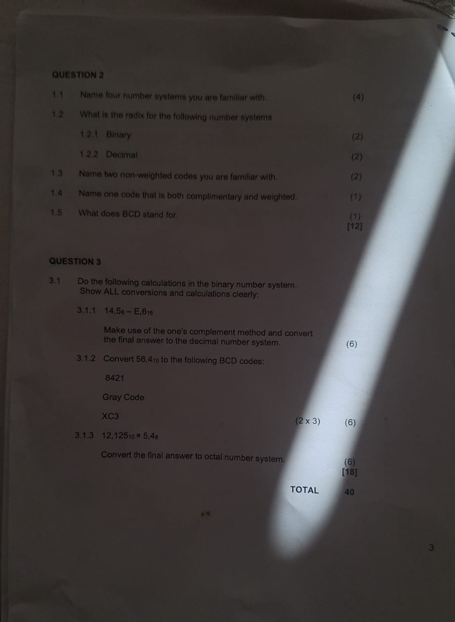 QUESTION 2 4 . Namelew number aystems you are