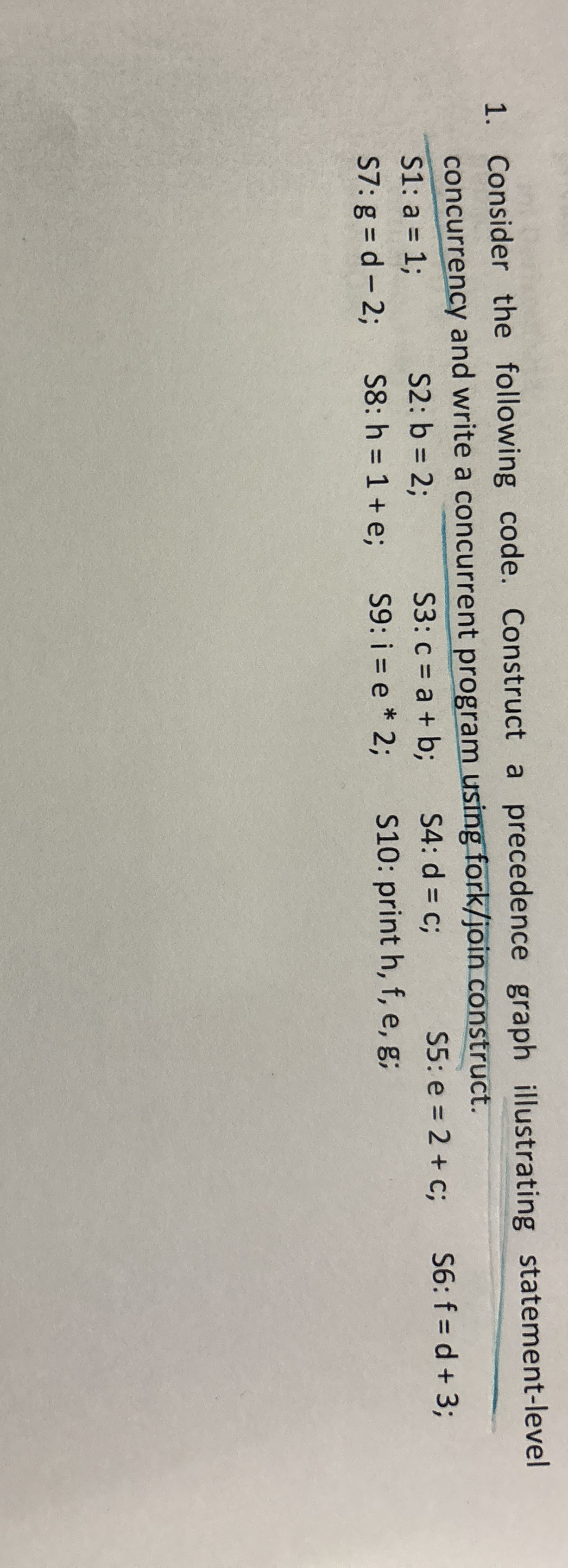 Consider the following code. Construct a