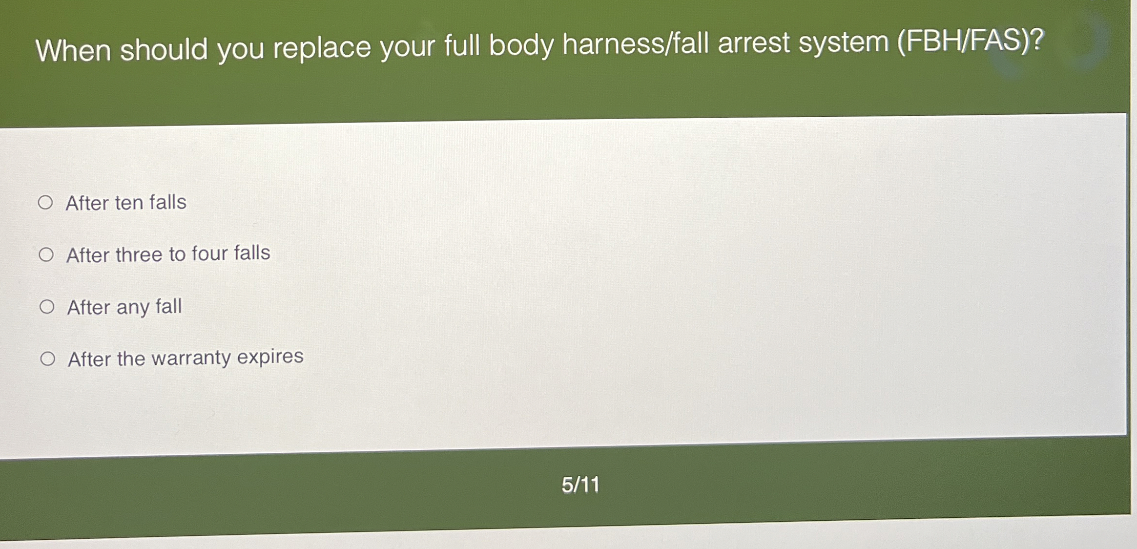 When should you replace your full body harness /