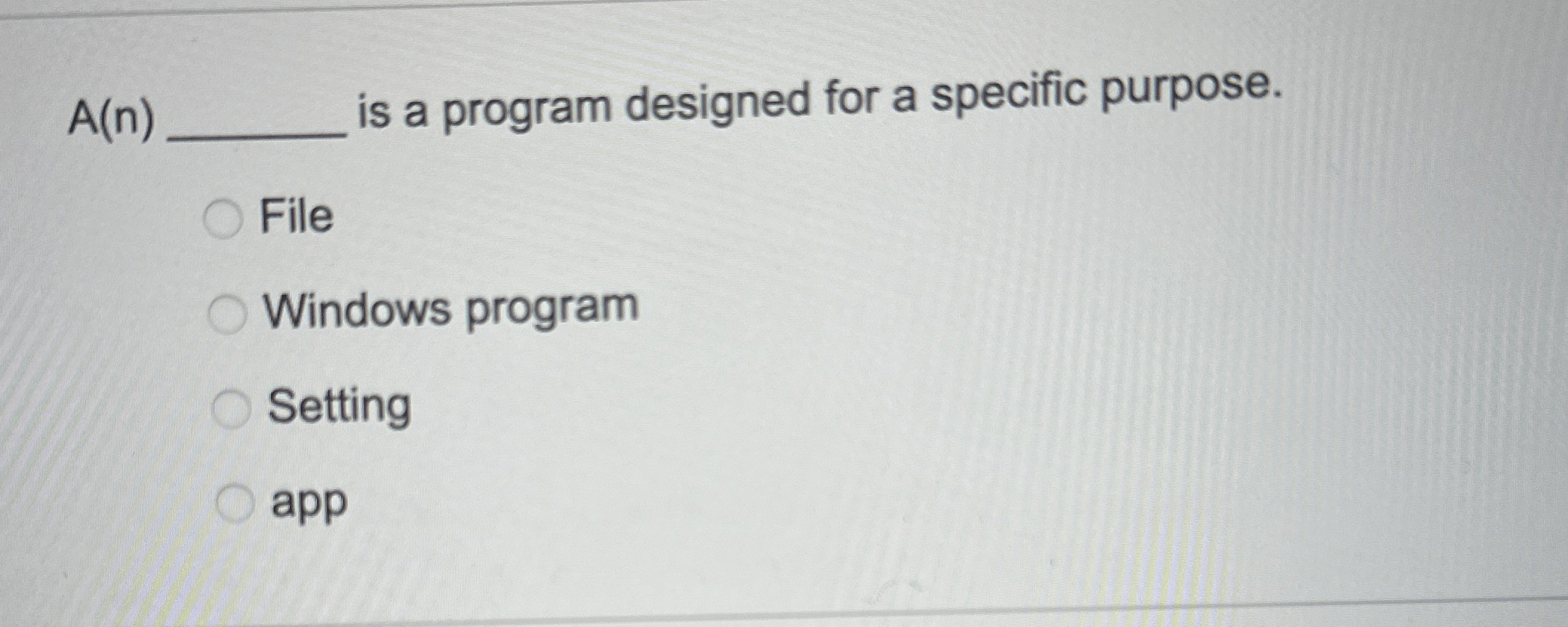 A ( n ) is a program designed for a specific