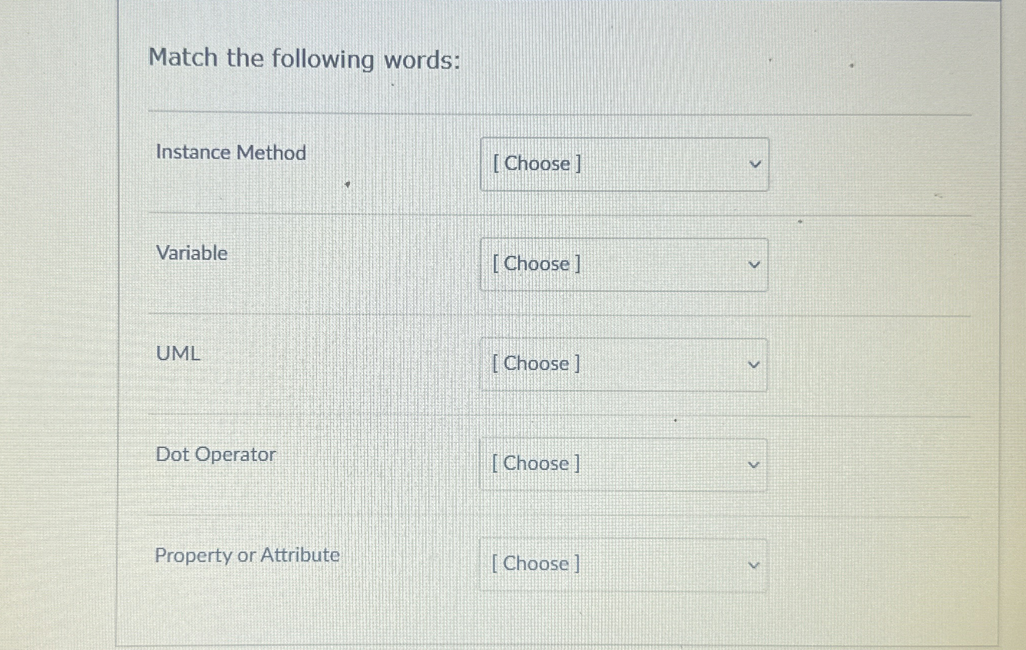 Match the following words: Instance Method