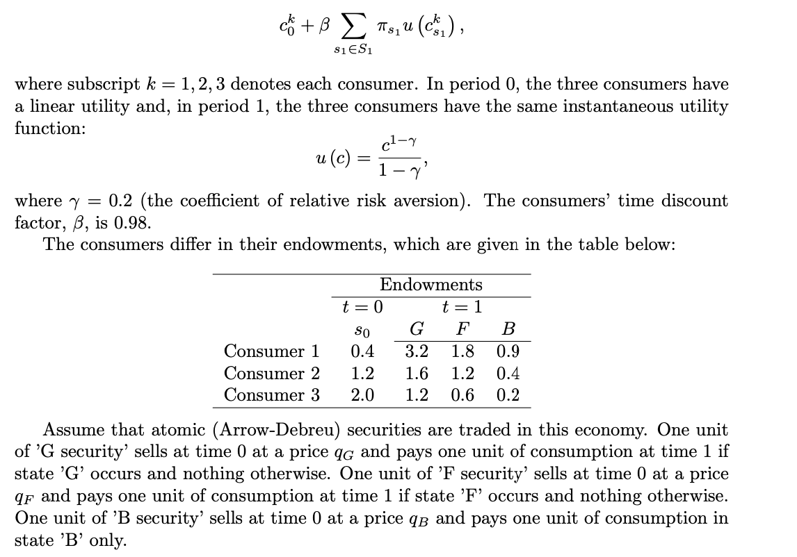 Consider a world in which there are only two