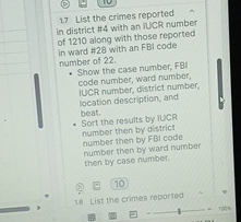 1 . 7 List the crimes reported in district # 4