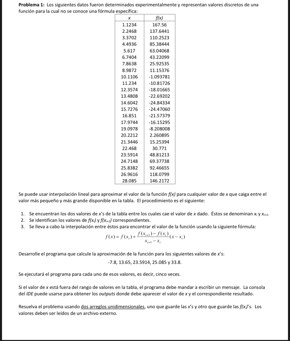 Problem 1 : The following data was determined