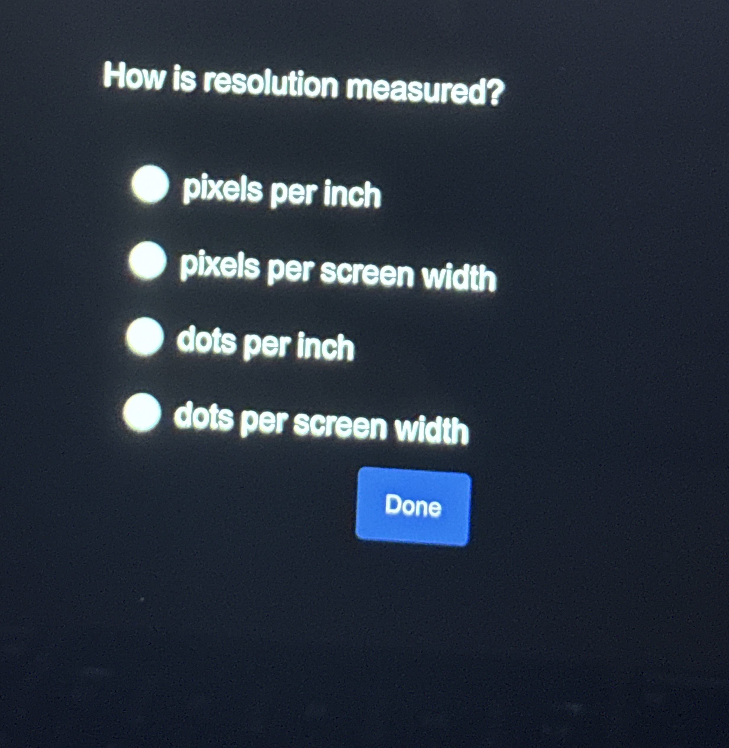 How is resolution measured? pixels per inch
