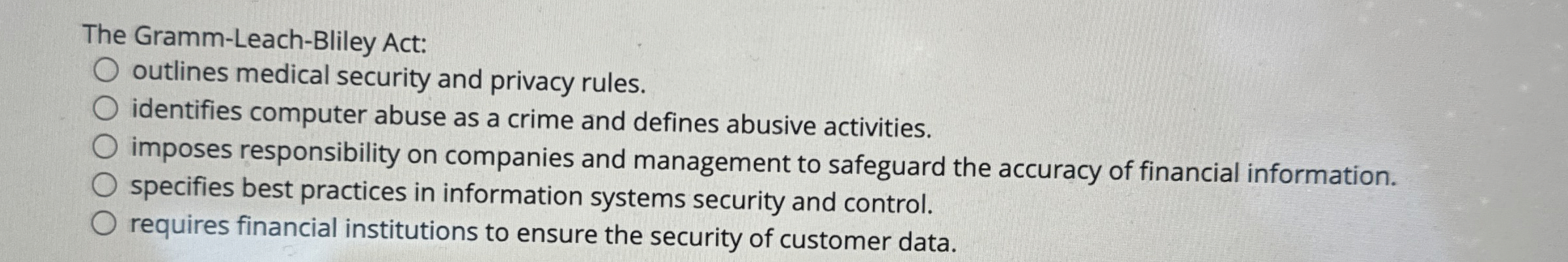 The Gramm - Leach - Bliley Act: outlines medical