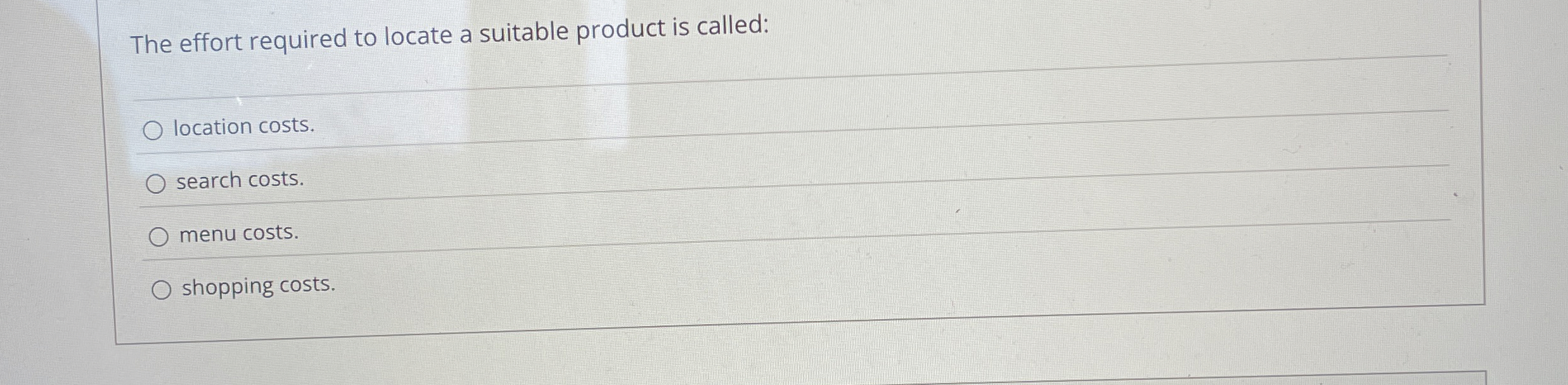 The effort required to locate a suitable product