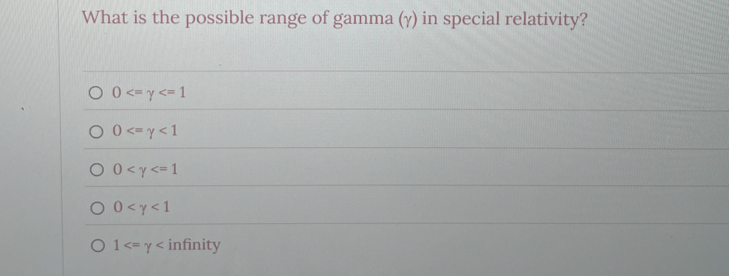 What is the possible range of gamma ( ) in