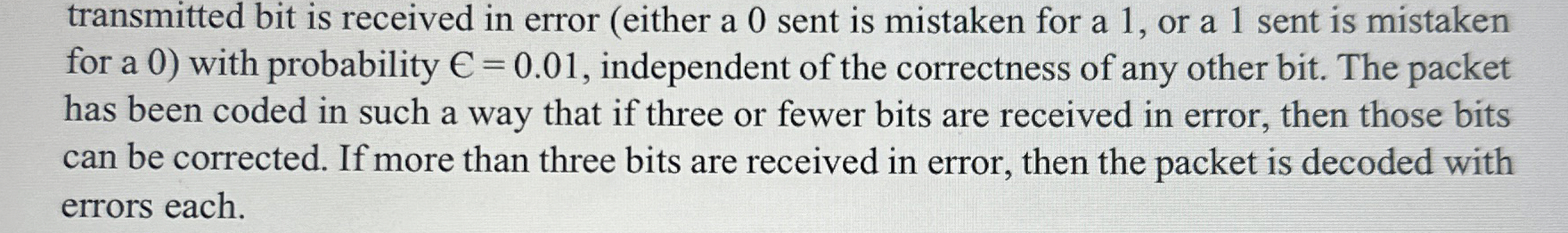 transmitted bit is received in error ( either a 0