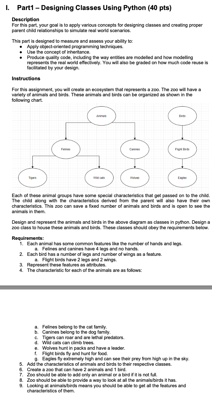 I. Part 1 - Designing Classes Using Python ( 4 0