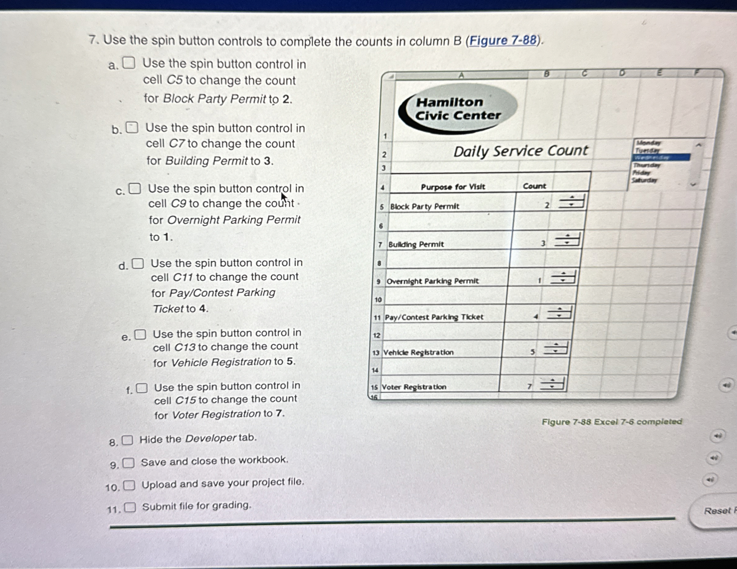 Use the spin button controls to complete the