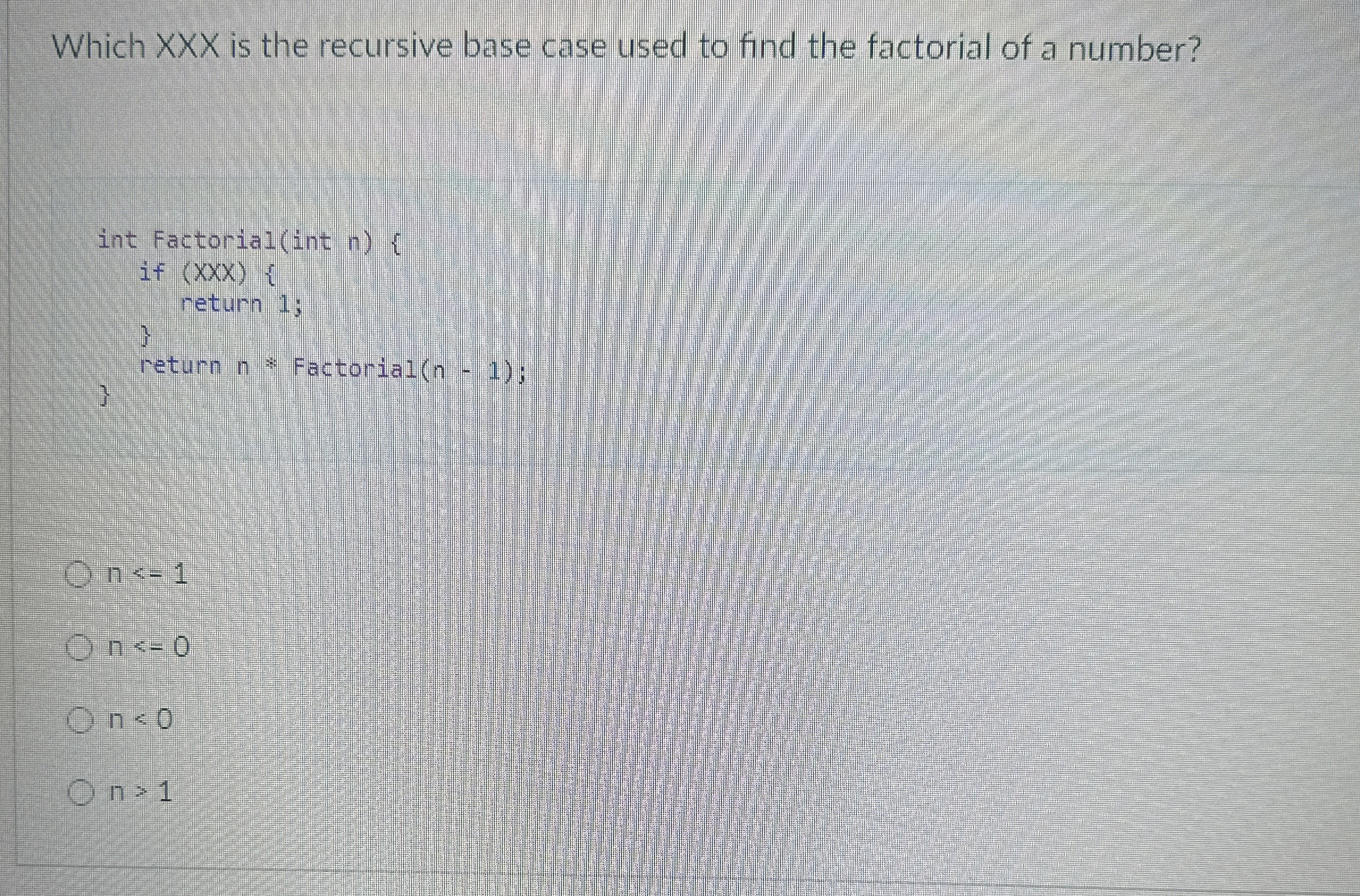 Which XXX is the recursive base case used to find