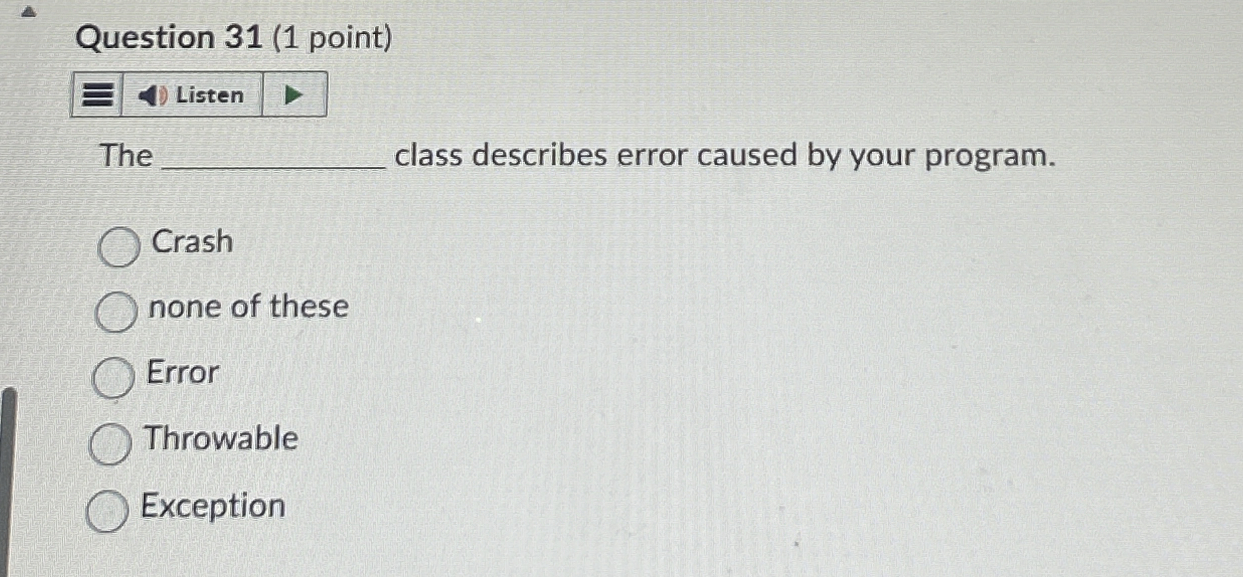 The class describes error caused by your program.