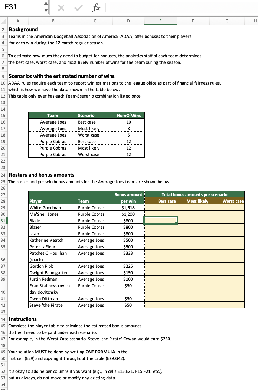 Background Teams in the American Dodgeball