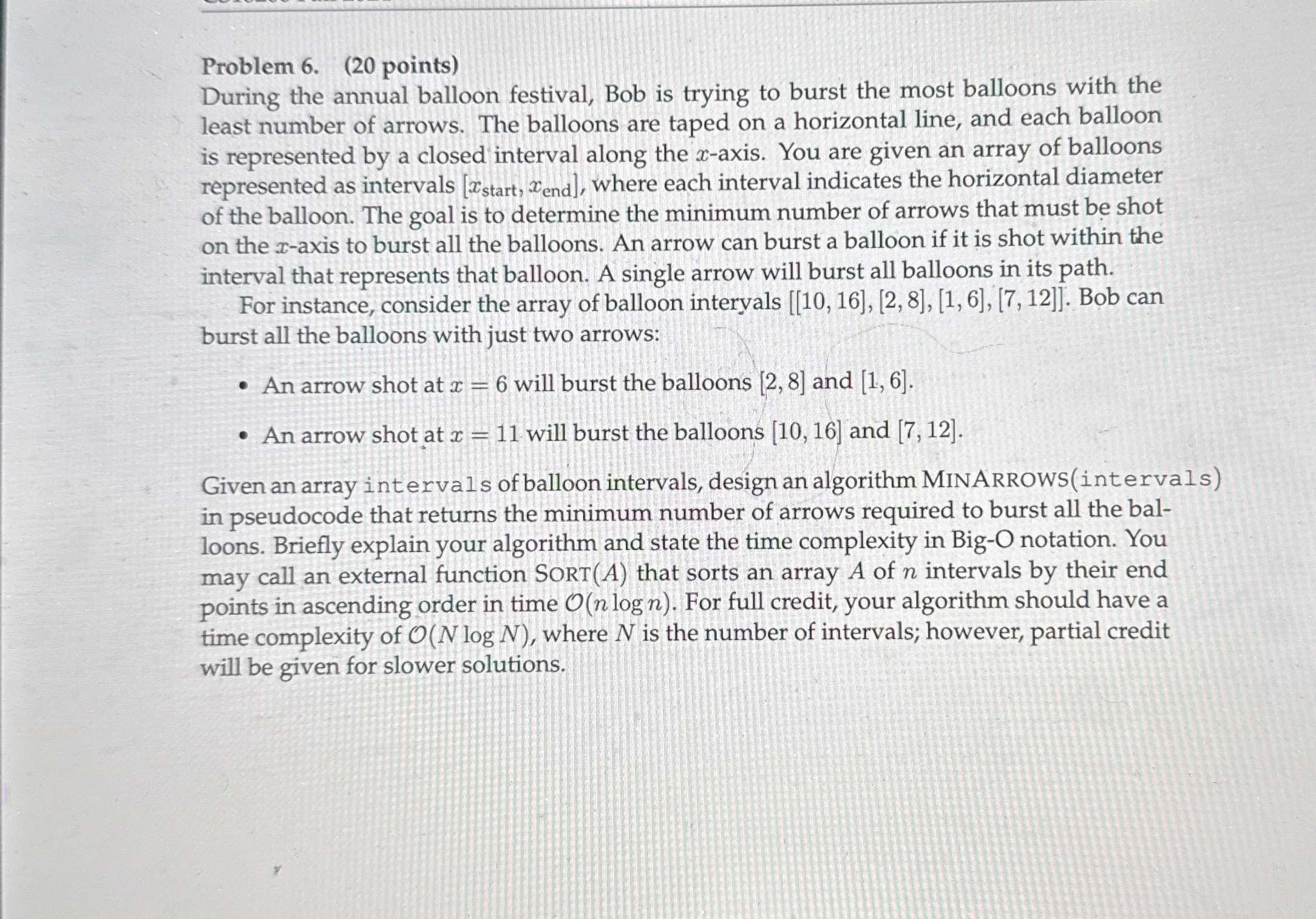 Problem 6 . ( 2 0 points ) During the annual
