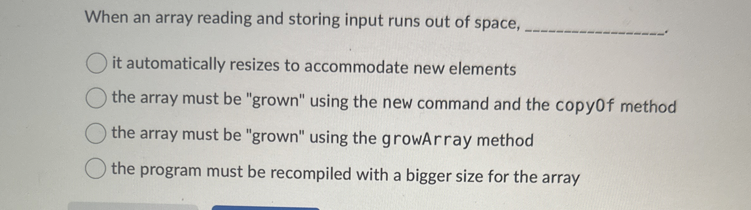 When an array reading and storing input runs out
