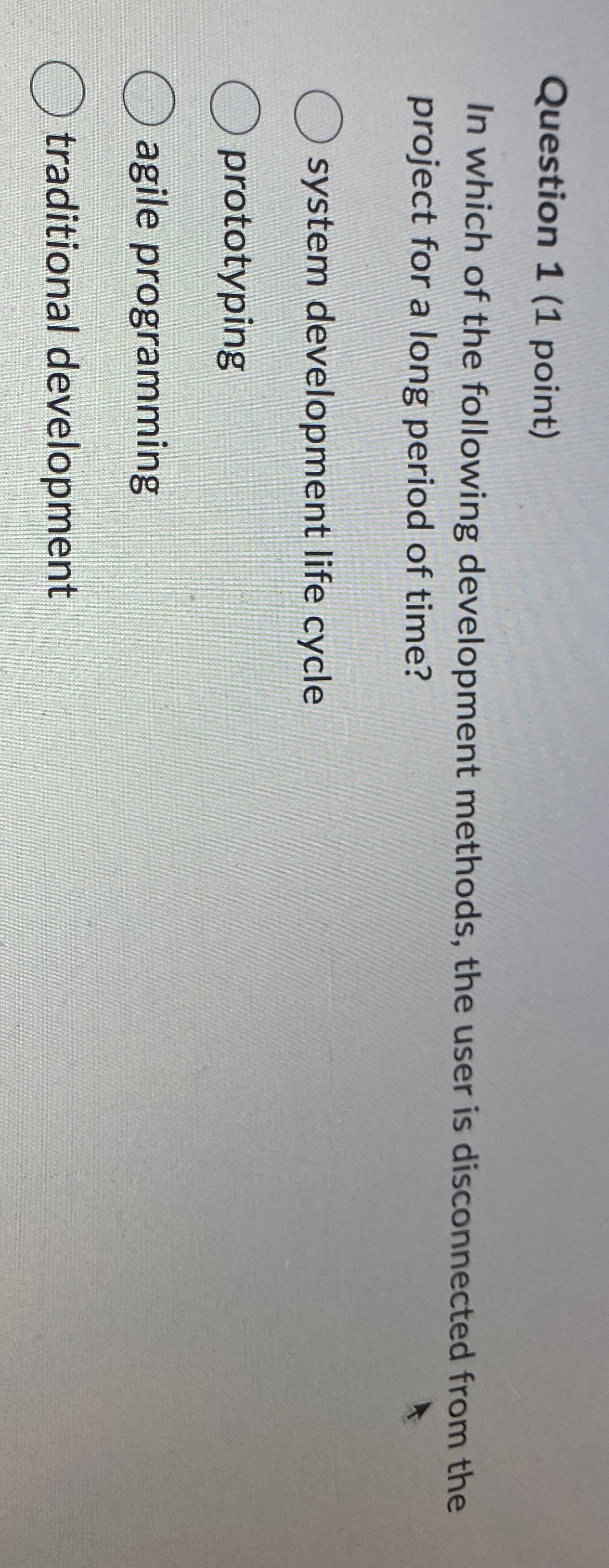 Question 1 ( 1 point ) In which of the following
