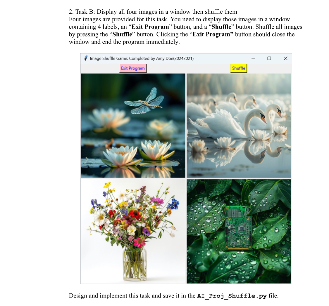 by pressing the "Shuffle" button. Clicking the