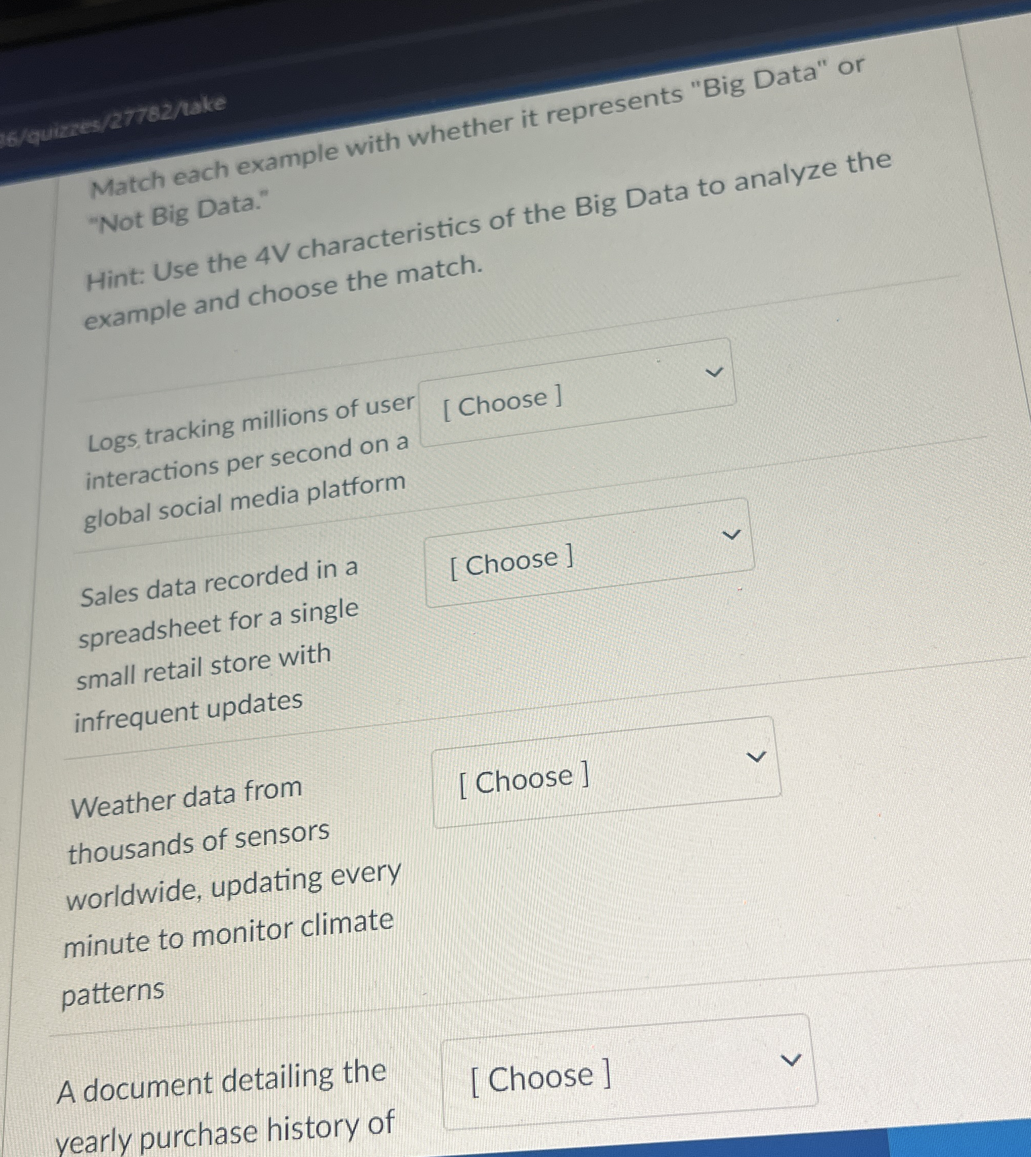 Match each example with whether it represents