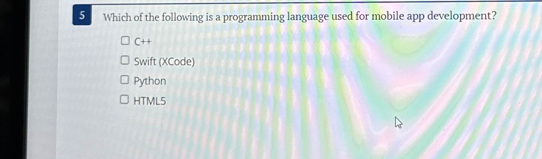 5 Which of the following is a programming