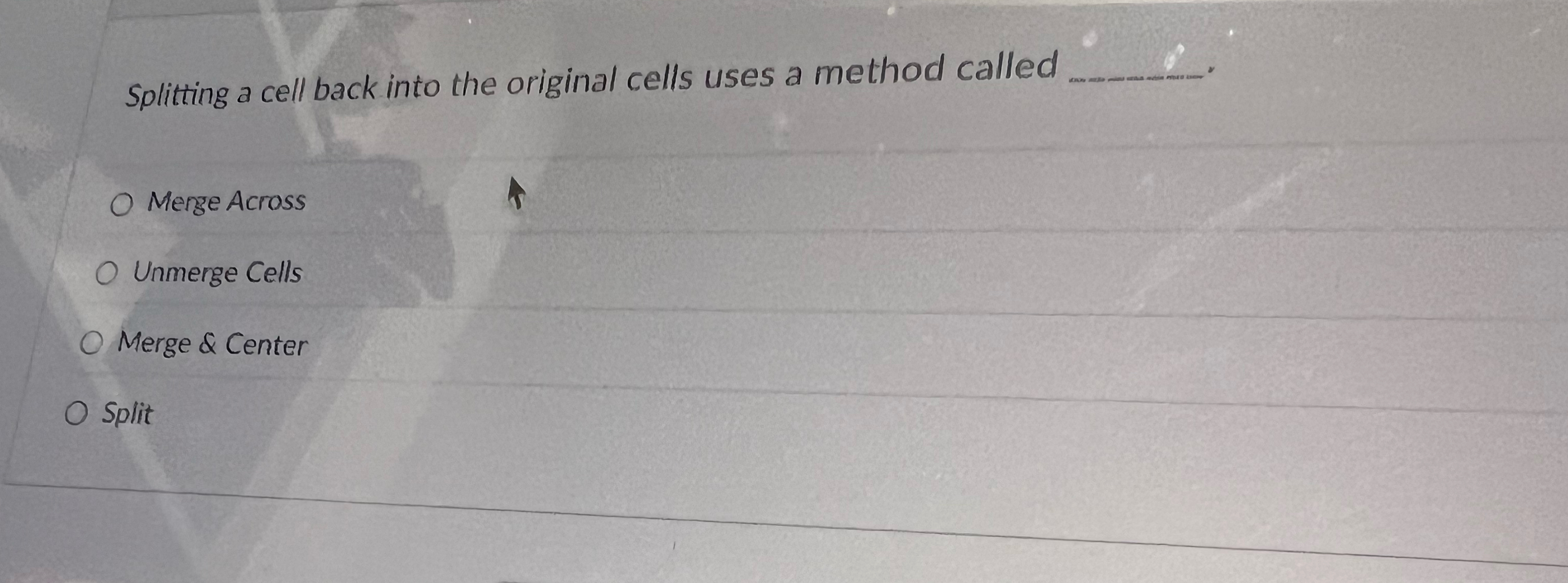 Splitting a cell back into the original cells
