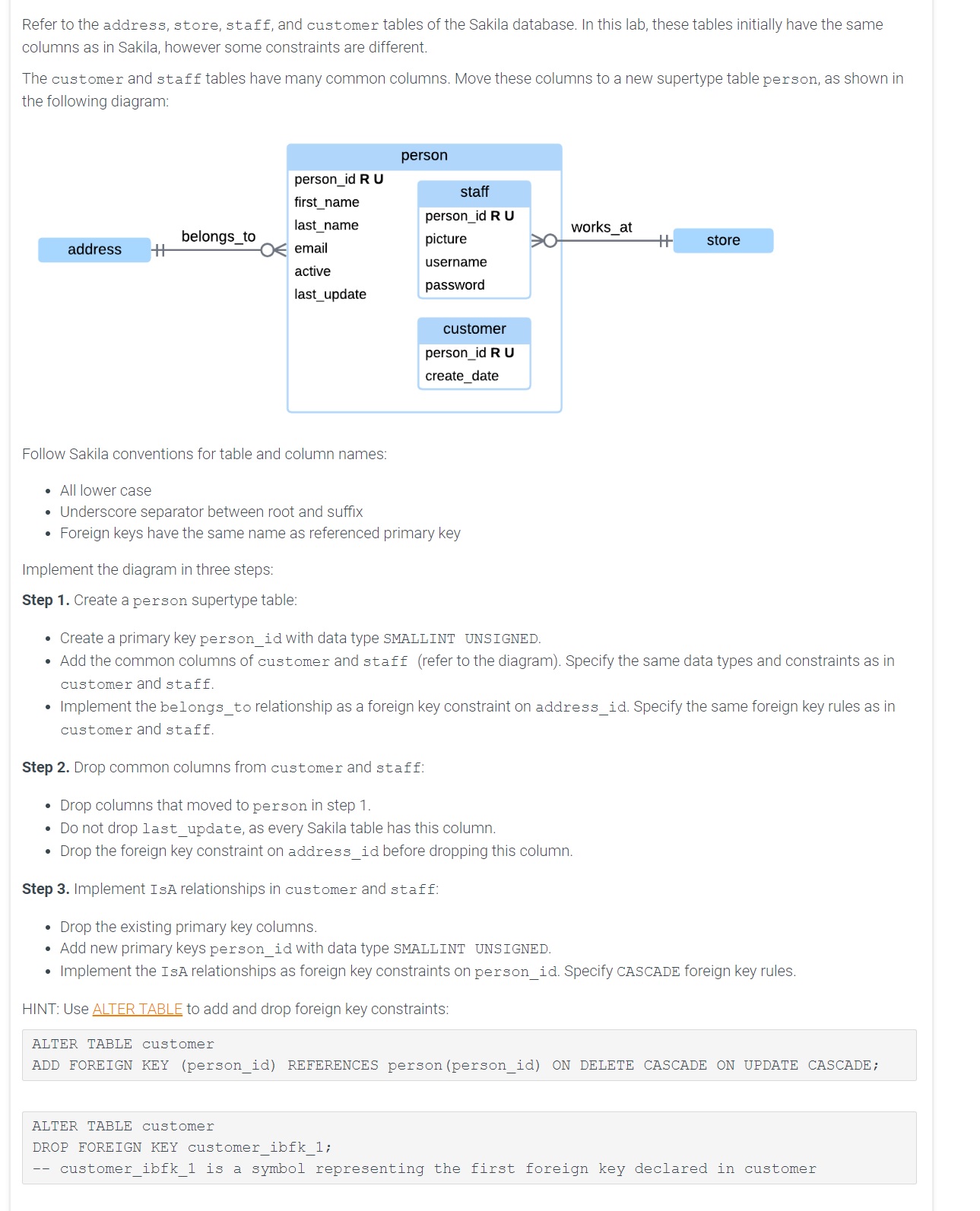 Make sure write combined code for the final