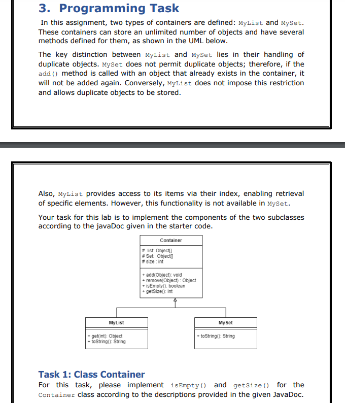 3 . Programming Task In this assignment, two