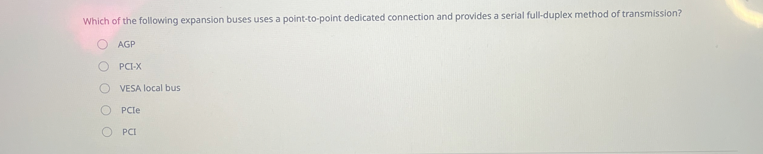 Which of the following expansion buses uses a
