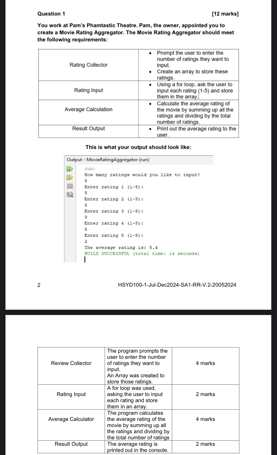 Question 1 [ 1 2 marks ] You work at Pam's