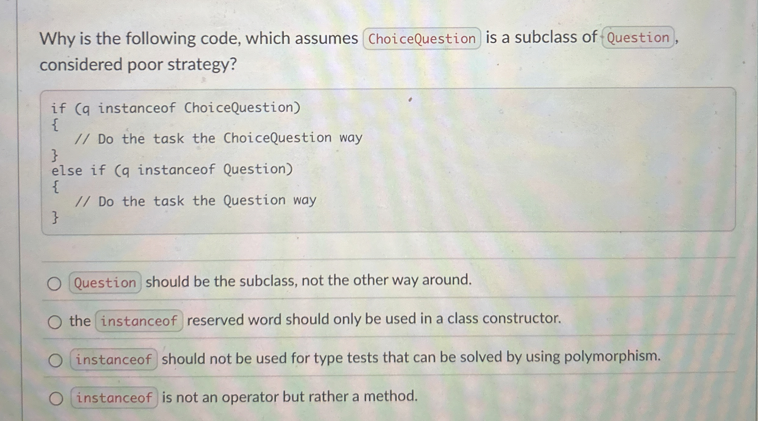 Why is the following code, which assumes is a
