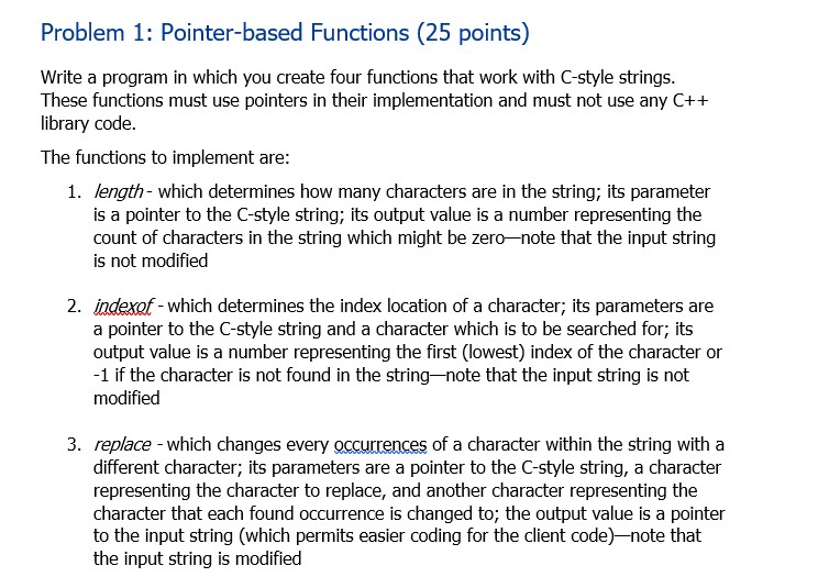 Problem 1 : Pointer - based Functions ( 2 5